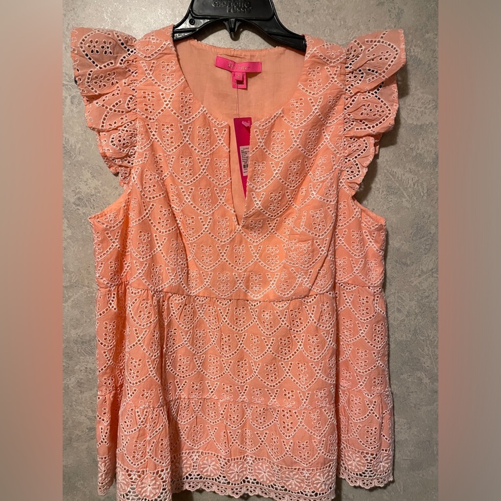 Lilly Pulitzer Peach Eyelet Top